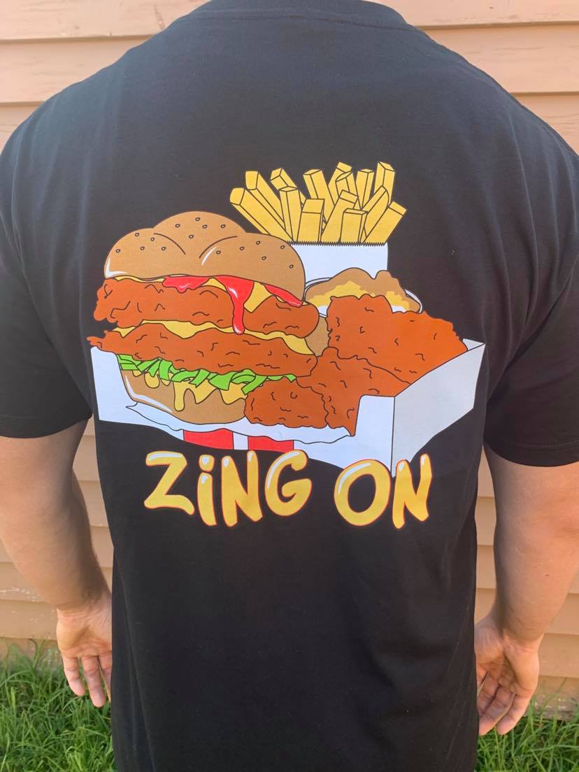 Zing On  Black T-Shirt - Cartoon